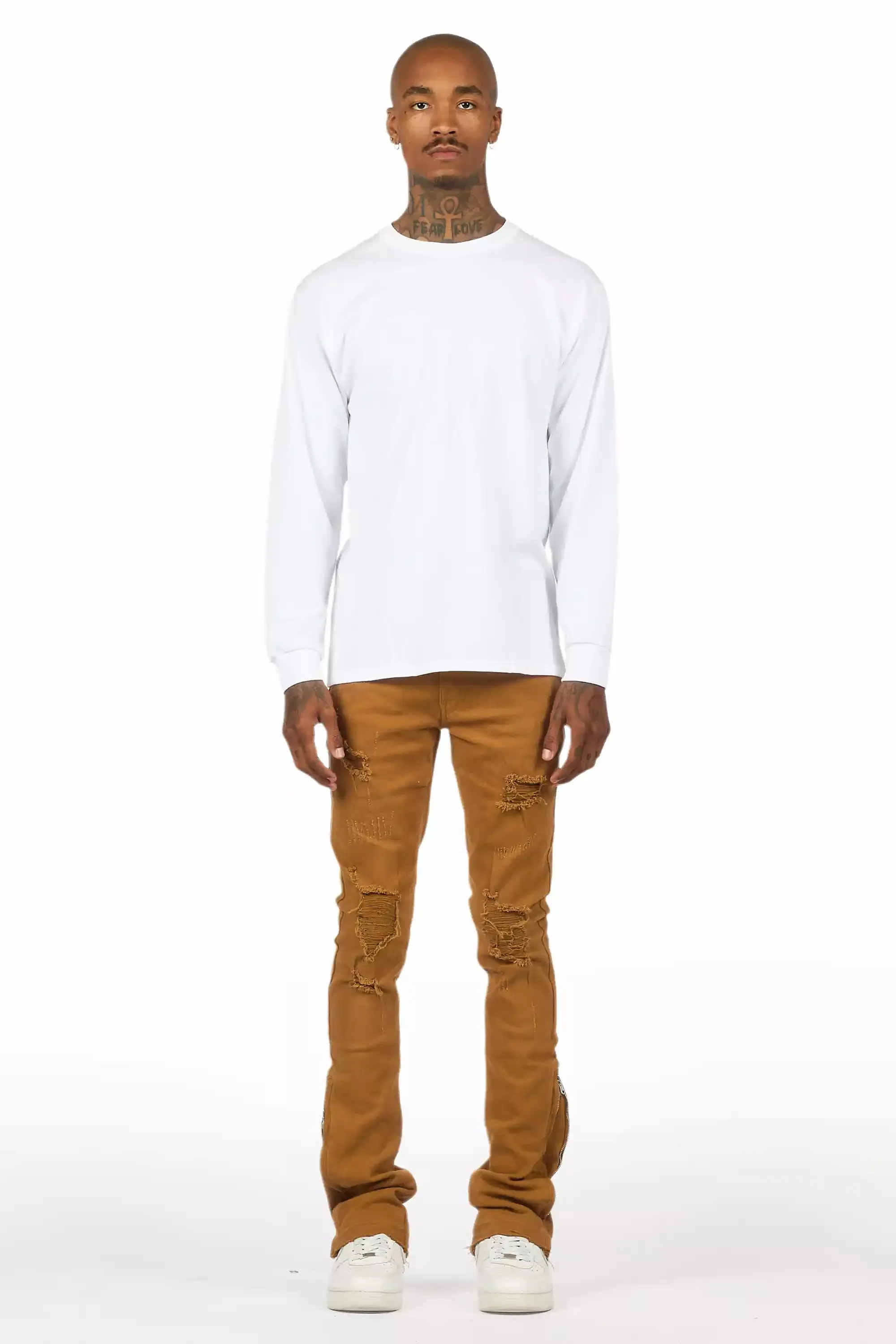 Jaymes Beige Stacked Flare Jean sold by Rockstar Original product image thumbnail 3