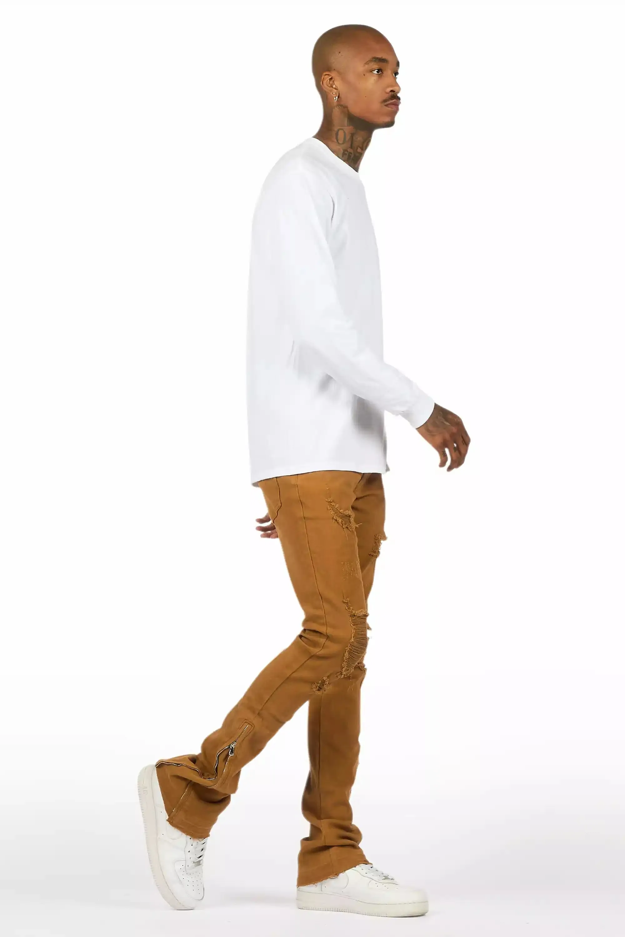 Jaymes Beige Stacked Flare Jean sold by Rockstar Original product image thumbnail 4