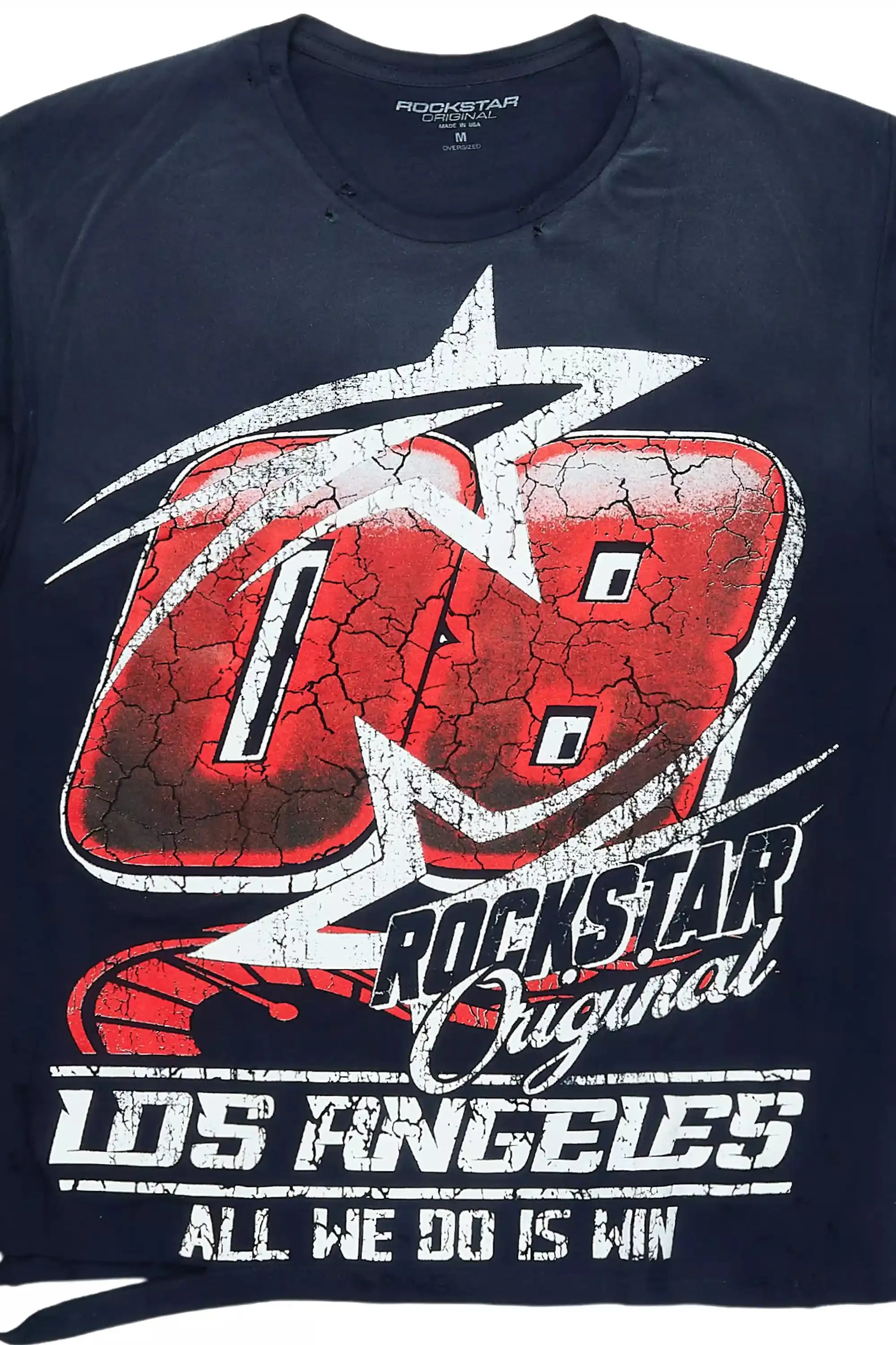 Kastell Navy/White Oversized Distressed Graphic T-Shirt sold by Rockstar Original product image thumbnail 5