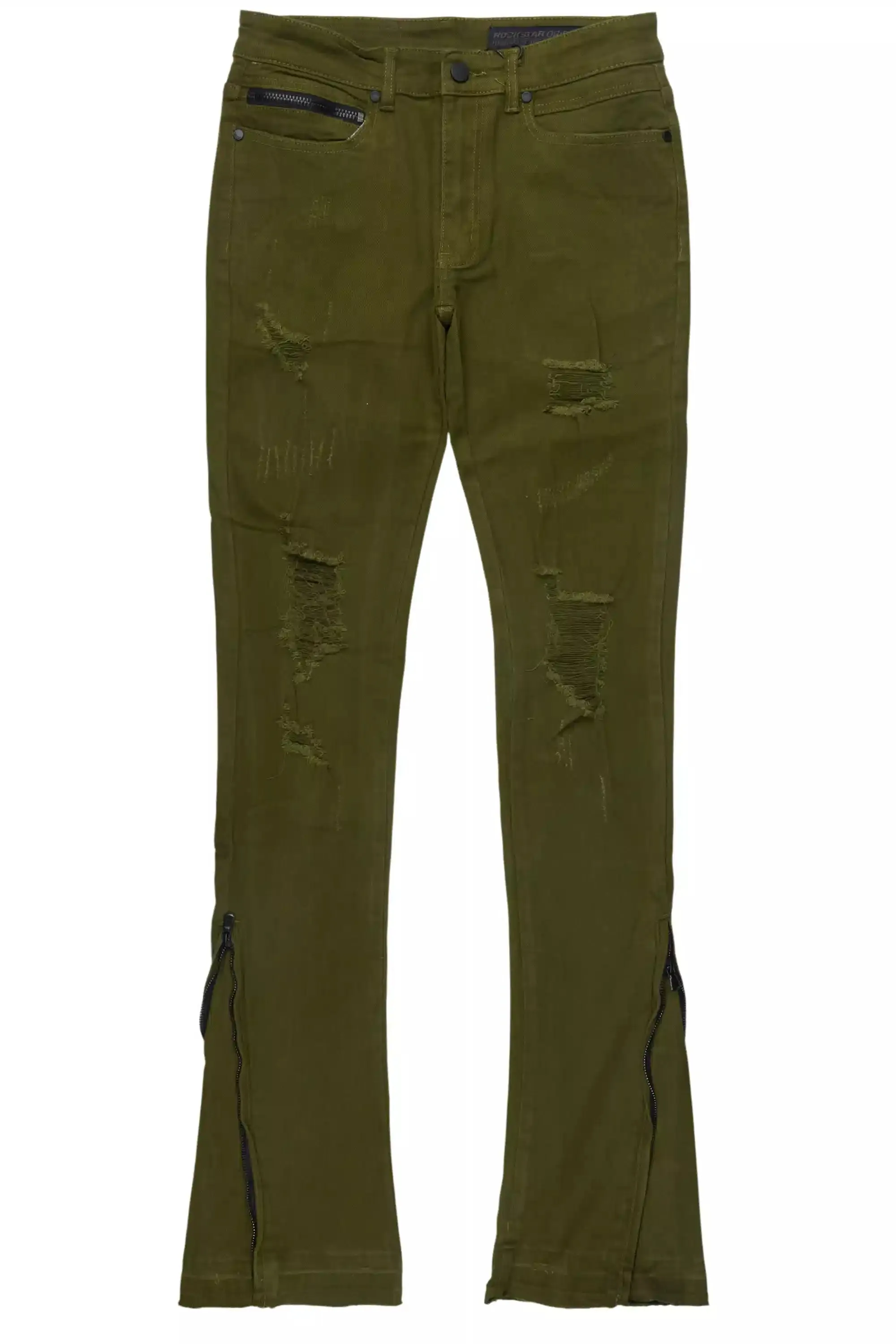 Jaymes Olive Stacked Flare Jean sold by Rockstar Original