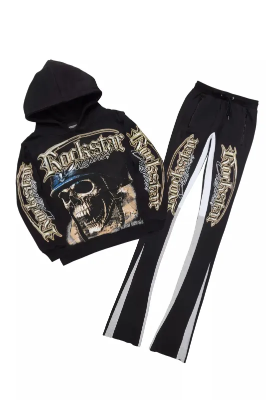 Kyce Black/Beige Hoodie/Super Stacked Track Set sold by Rockstar Original