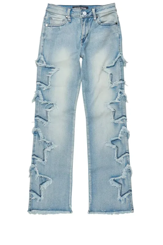 Girls Sinayah Light Wash Stacked Flare Jean sold by Rockstar Original