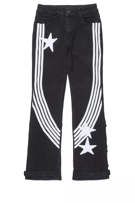 Girls Jaziya Black Stacked Jean sold by Rockstar Original
