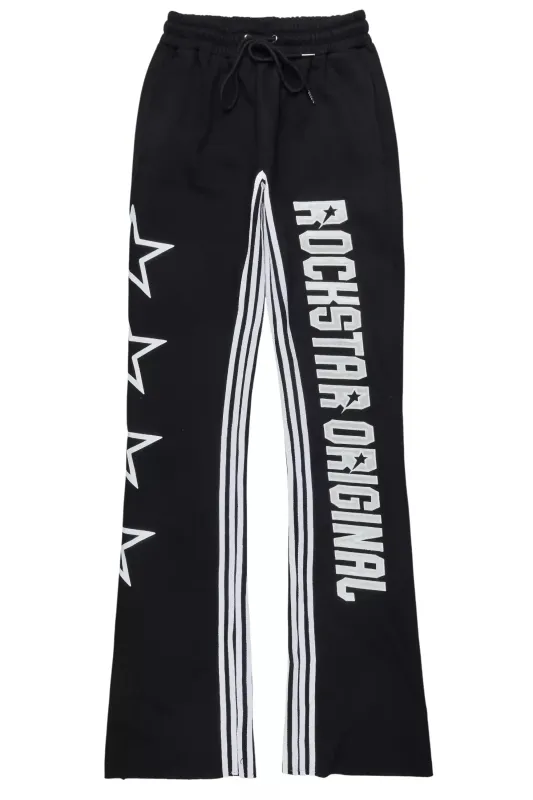 Skender Black Baggy Stacked Pant sold by Rockstar Original