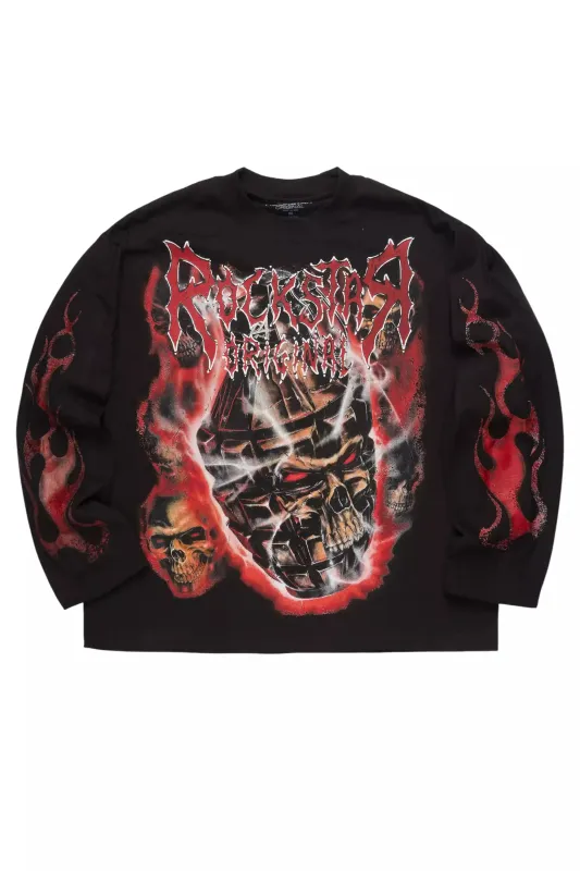 Torrez Black/Red Oversized Long Sleeve Graphic T-Shirt sold by Rockstar Original