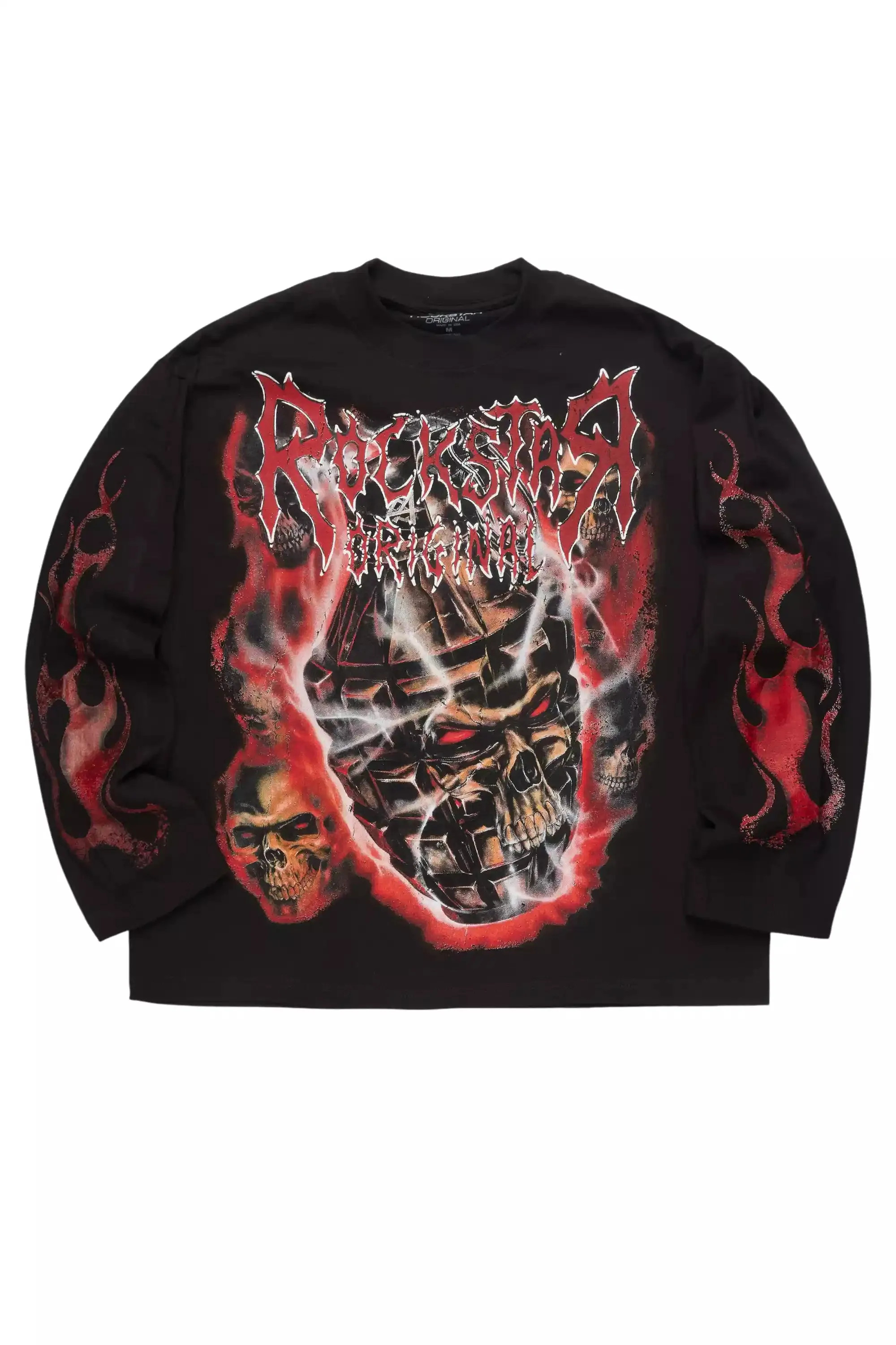 Torrez Black/Red Oversized Long Sleeve Graphic T-Shirt sold by Rockstar Original