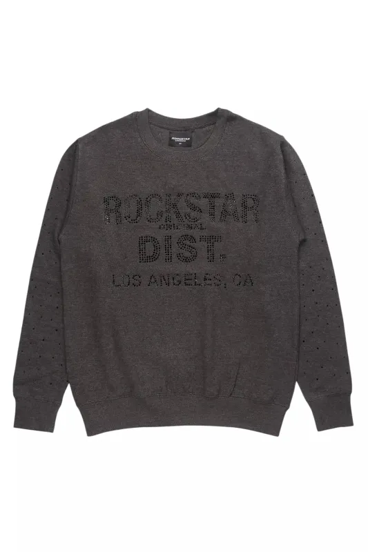 Julenia Charcoal Rhinestone Crewneck Sweatshirt made by Rockstar Original