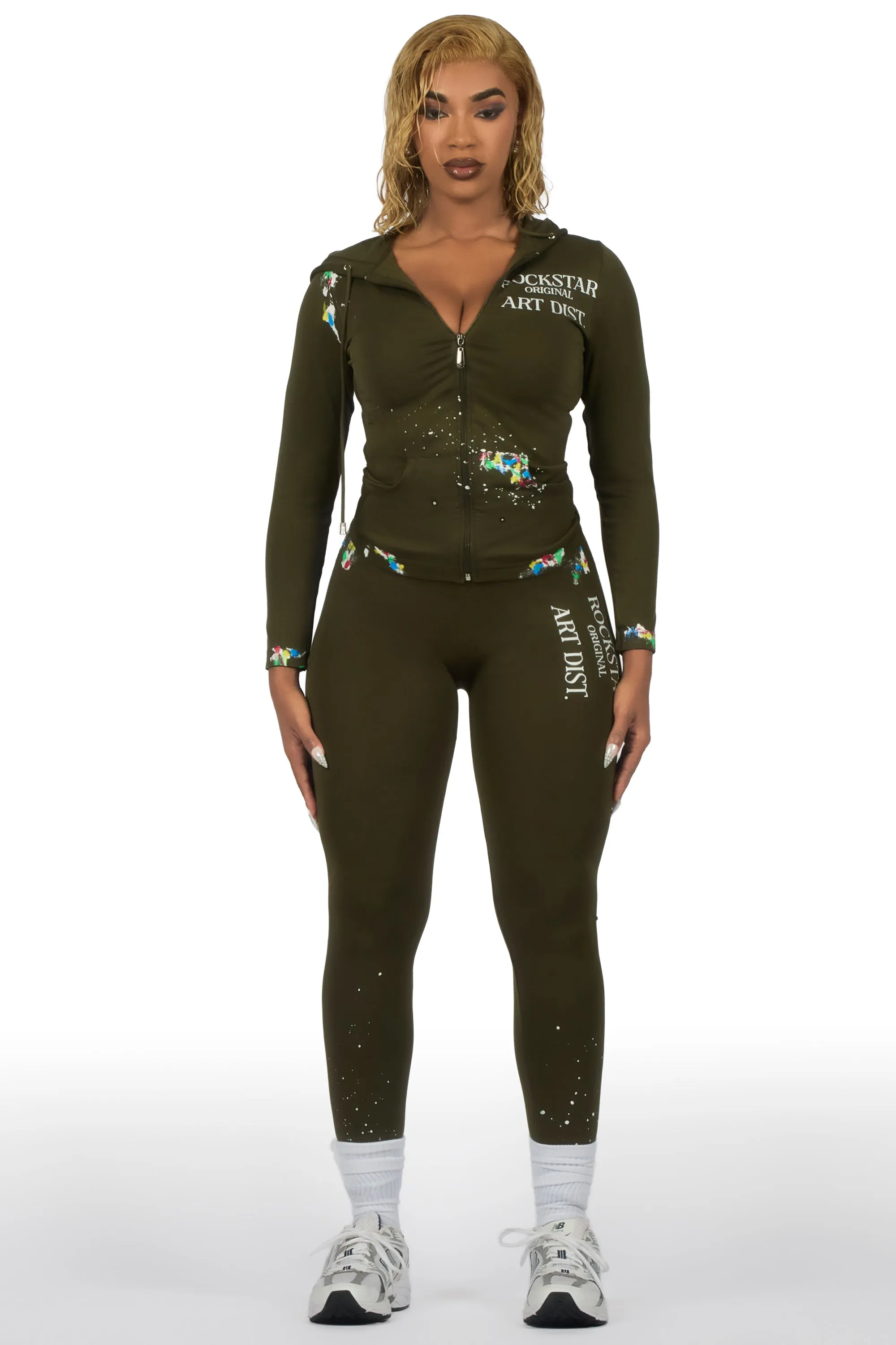 Kelci Olive Painted Active Set sold by Rockstar Original