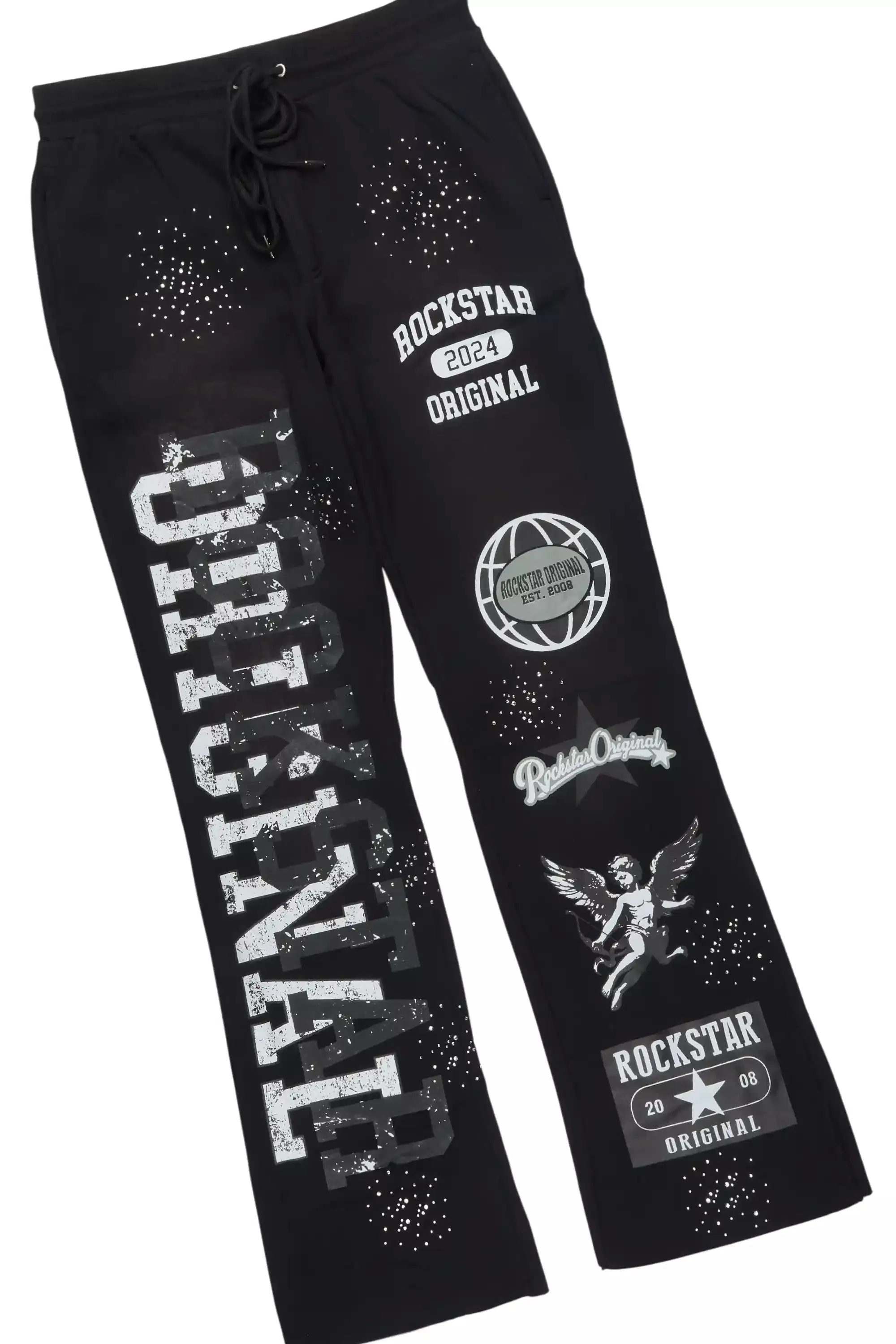 Gutta Black Rhinestone Hoodie Relaxed Track Set sold by Rockstar Original product image thumbnail 4