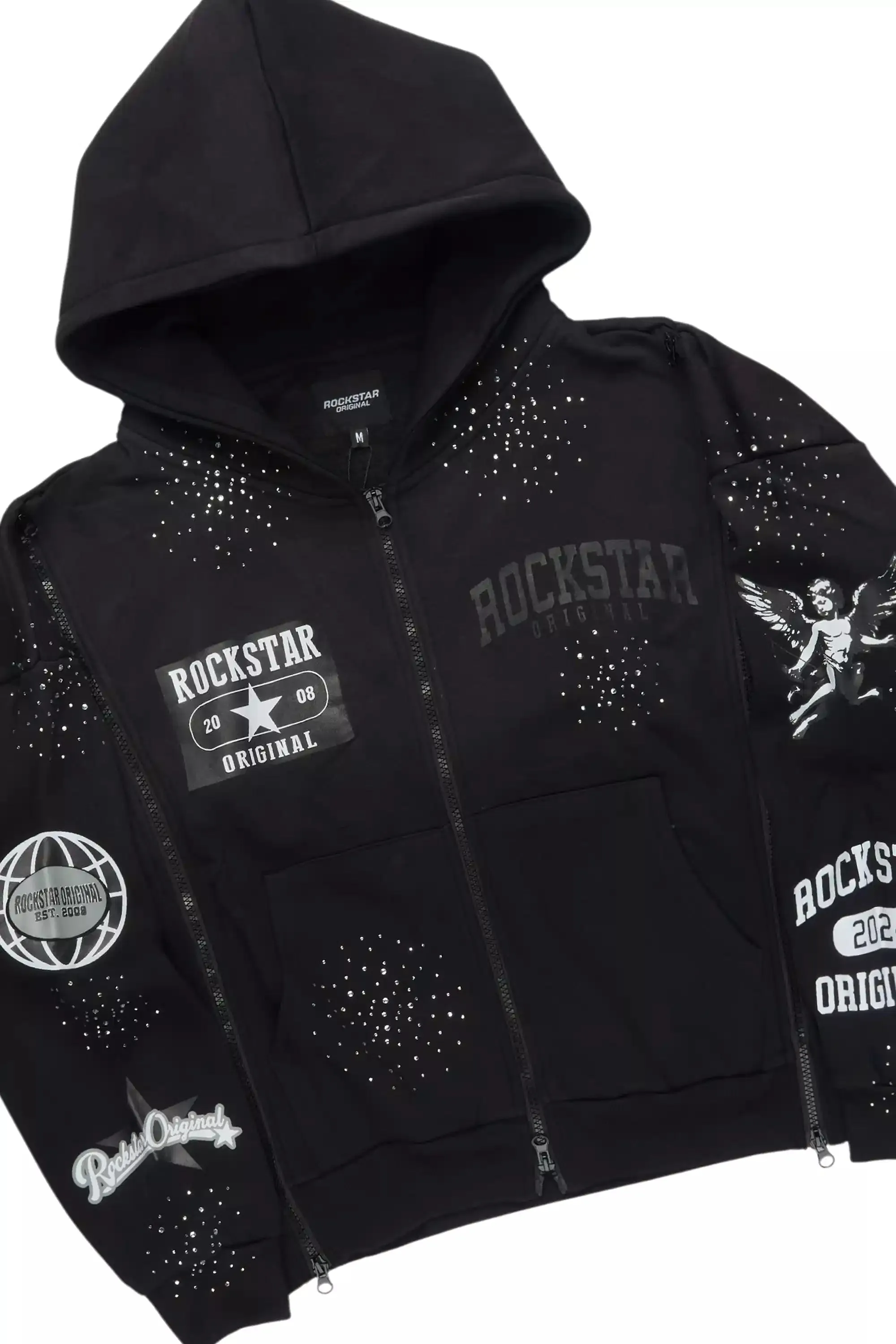 Gutta Black Rhinestone Hoodie Relaxed Track Set sold by Rockstar Original product image thumbnail 2