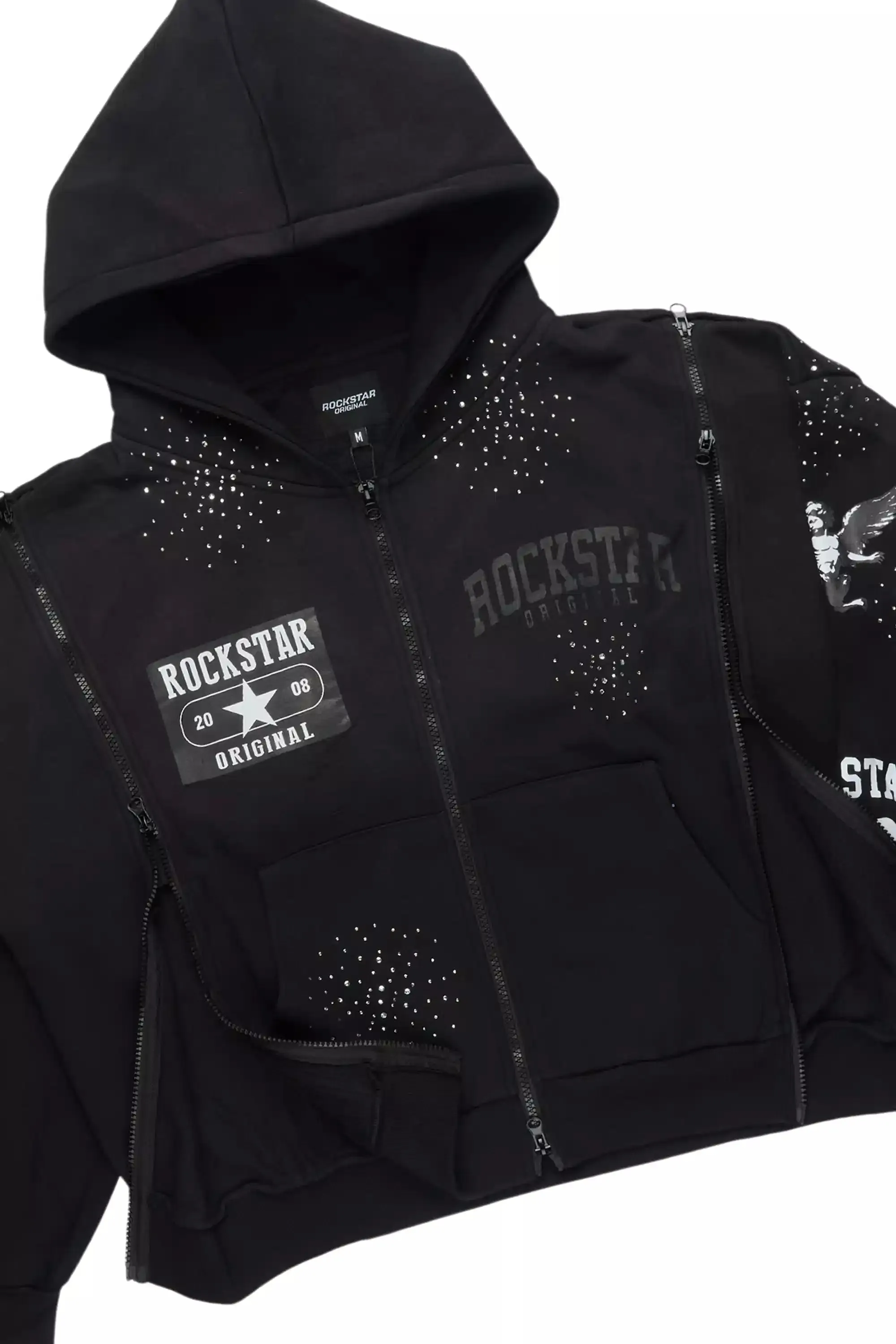 Gutta Black Rhinestone Hoodie Relaxed Track Set sold by Rockstar Original product image thumbnail 3