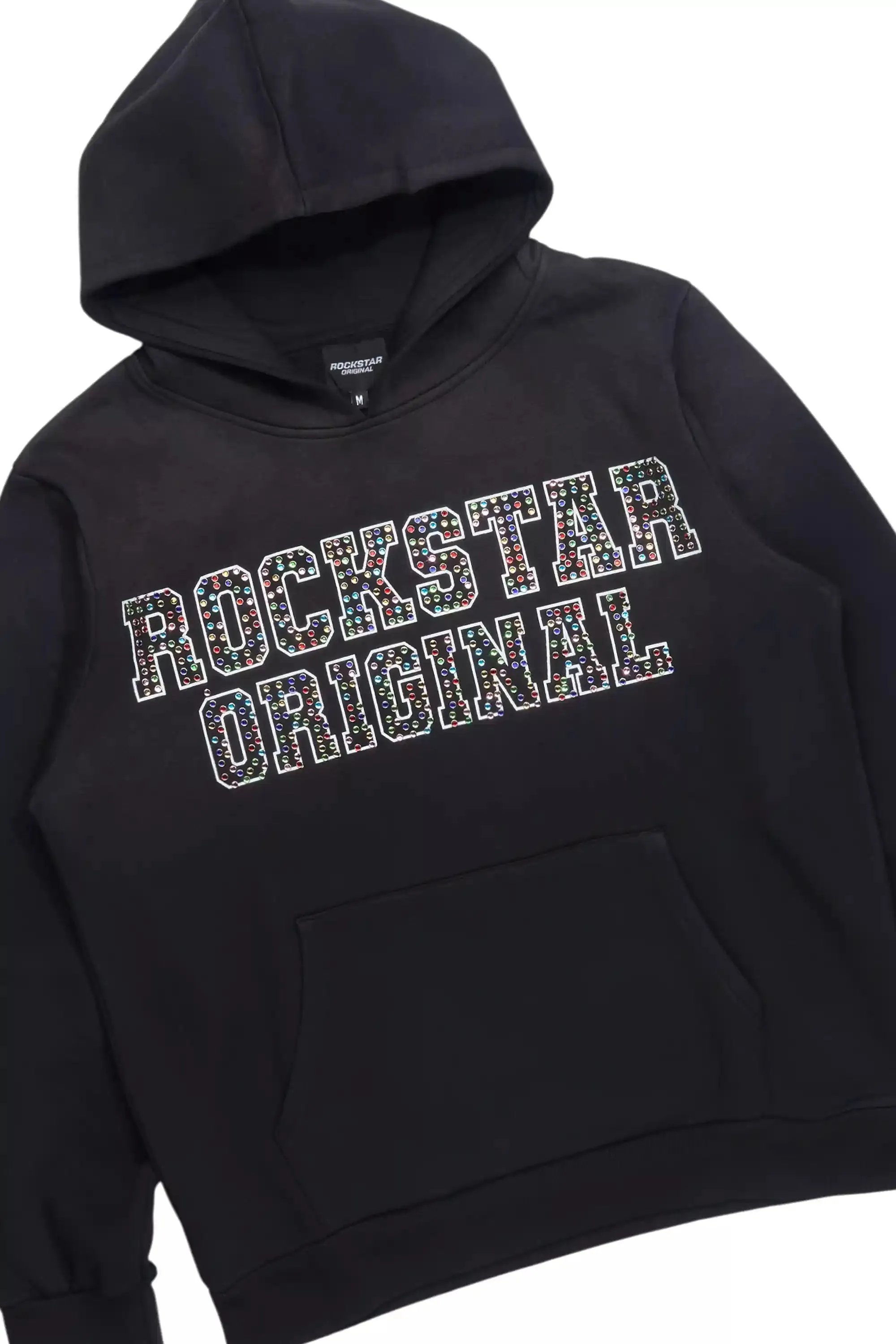 Ustin Black Rhinestone Hoodie Relaxed Track Set sold by Rockstar Original product image thumbnail 2