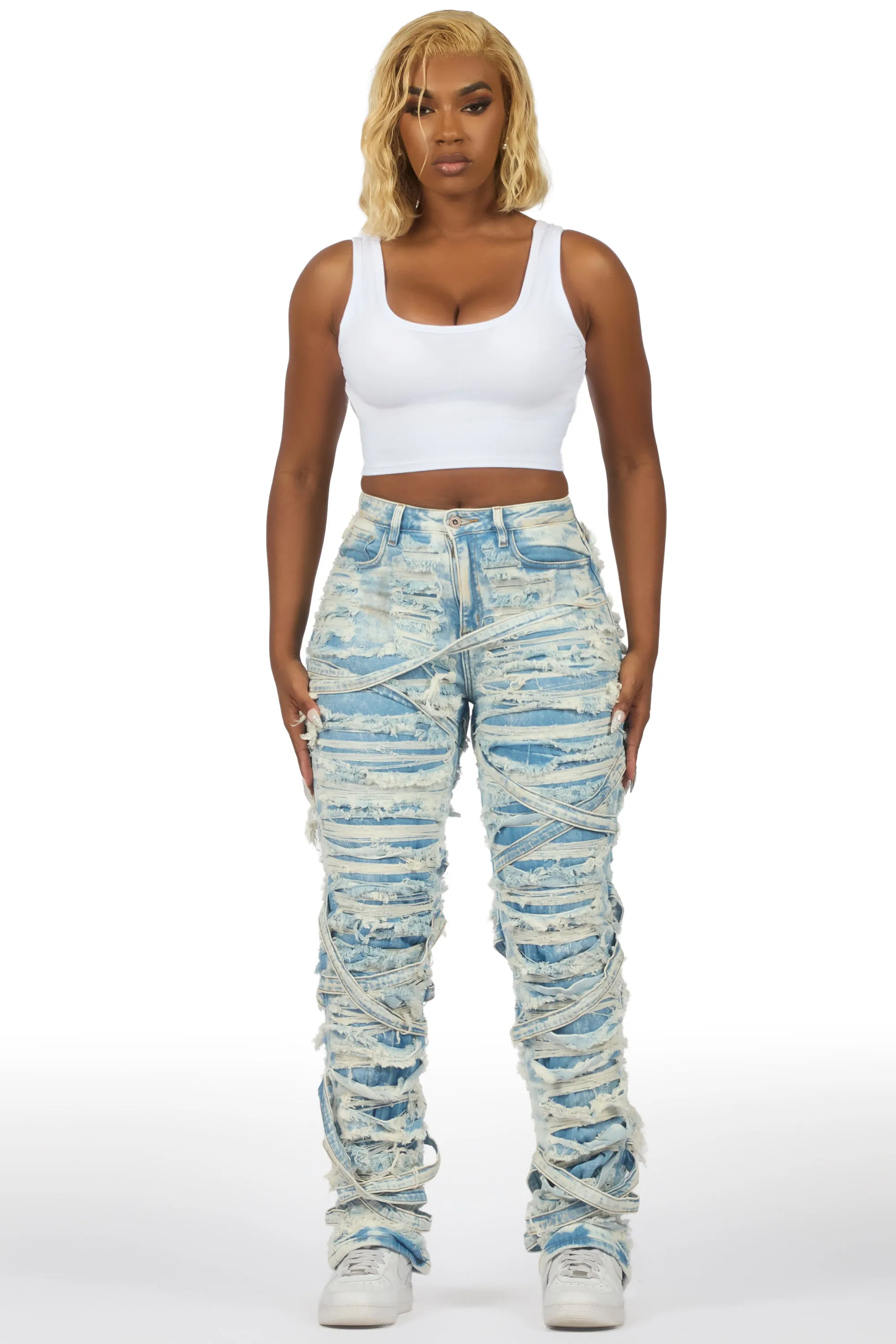 Kelia Light Wash Distressed Jean sold by Rockstar Original product image thumbnail 3