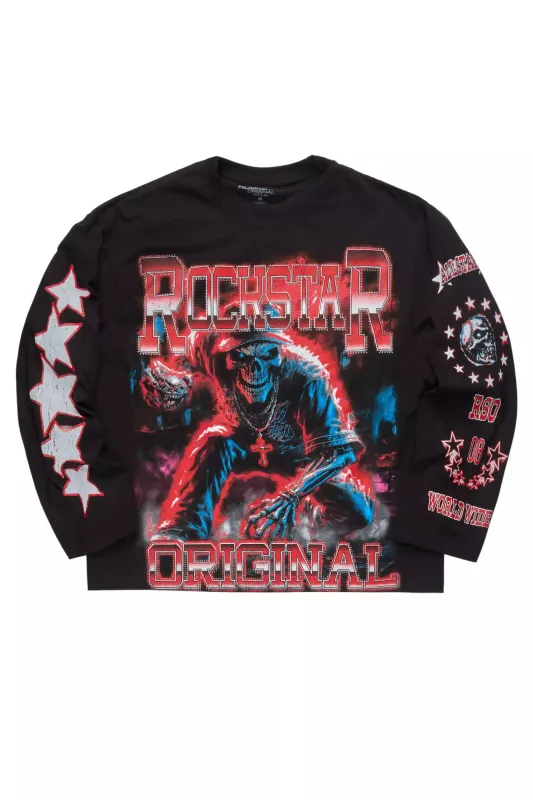 Anaiya Black Graphic Long Sleeve Tee sold by Rockstar Original