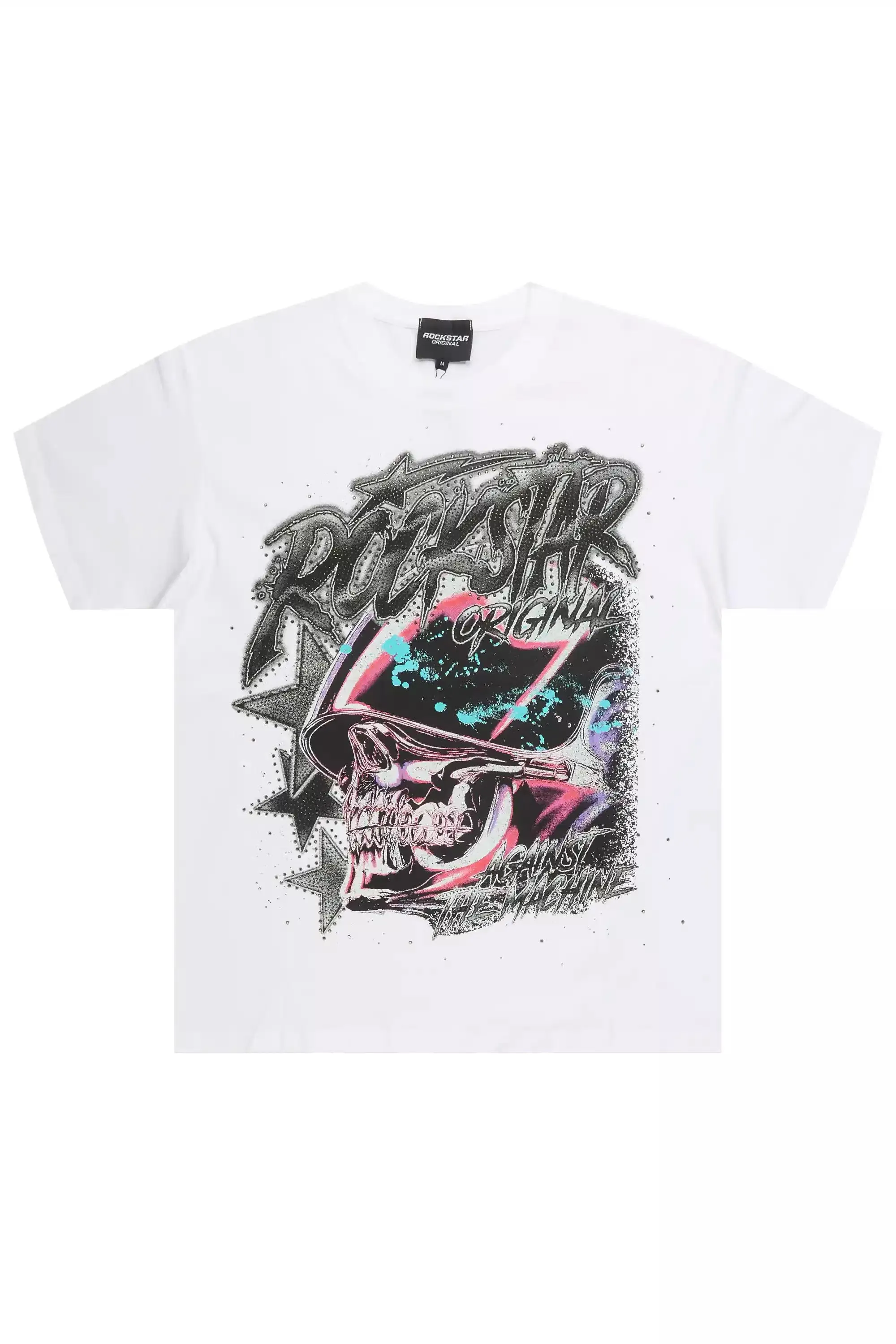 Samaya White Rhinestone Short Sleeve Tee sold by Rockstar Original