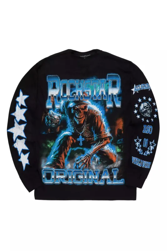 Marxe Black/Multi Oversized Long Sleeve Graphic T-Shirt sold by Rockstar Original