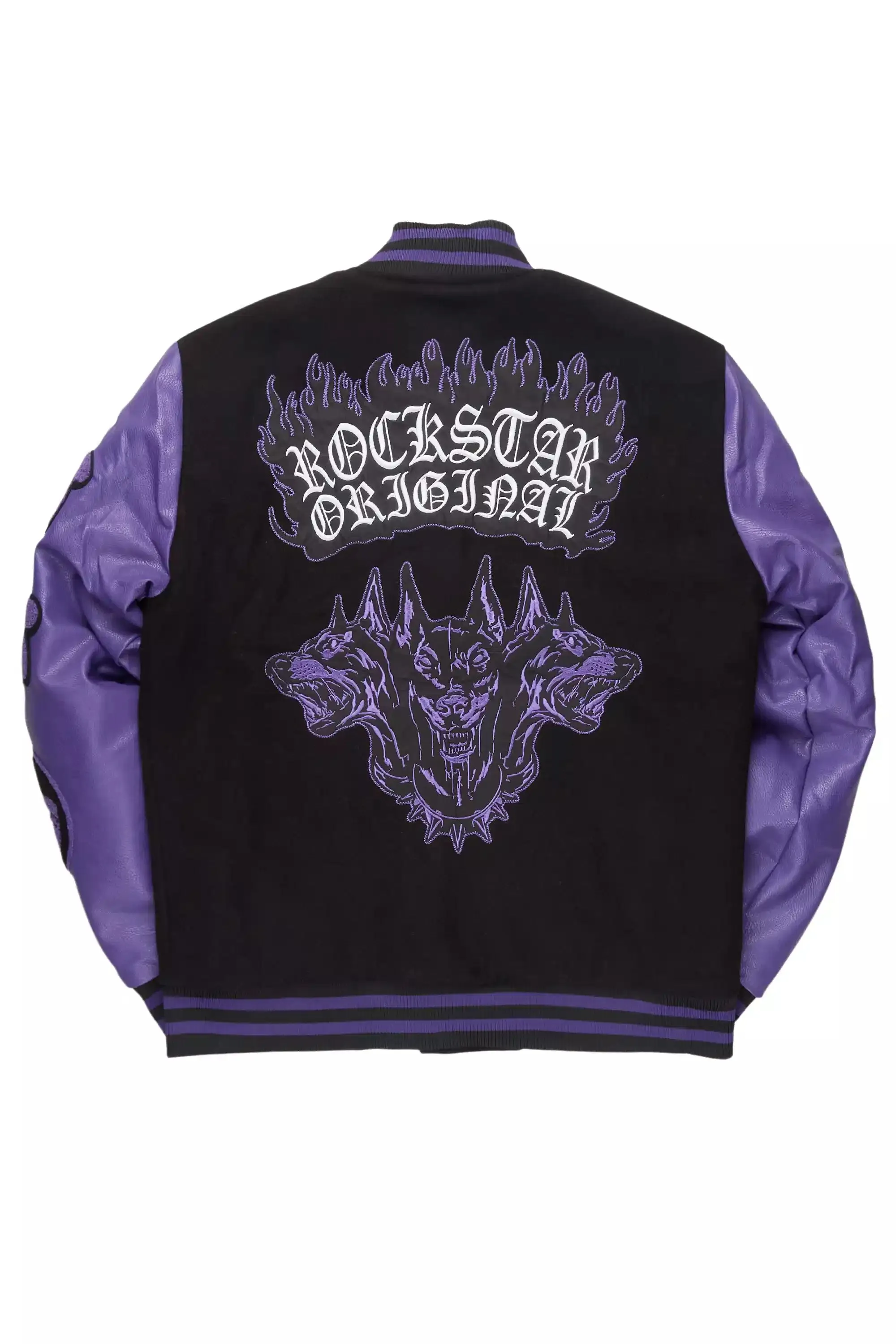 Leslaw Purple/Black Varsity Jacket sold by Rockstar Original product image thumbnail 4