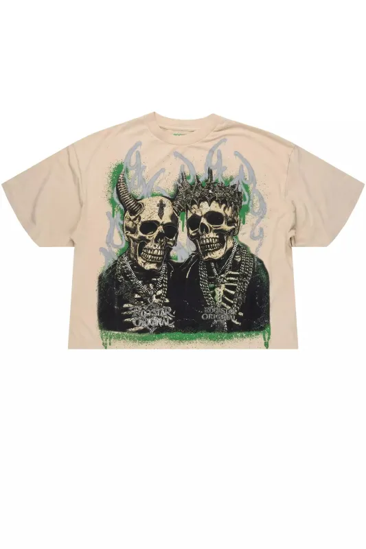 Kingston Beige/Black Boxy Crop T-Shirt sold by Rockstar Original