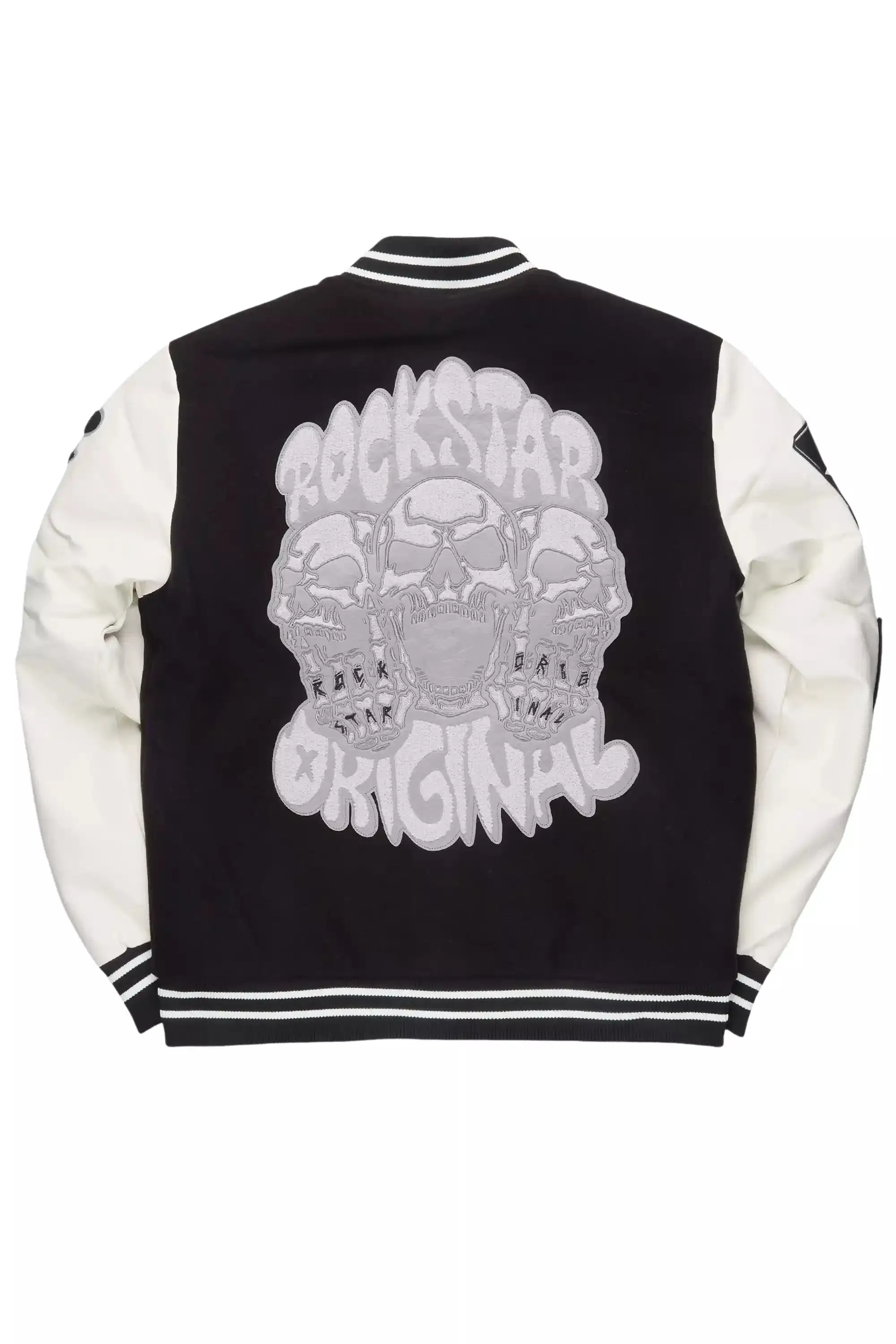 Vidar Black/White Varsity Jacket sold by Rockstar Original product image thumbnail 4