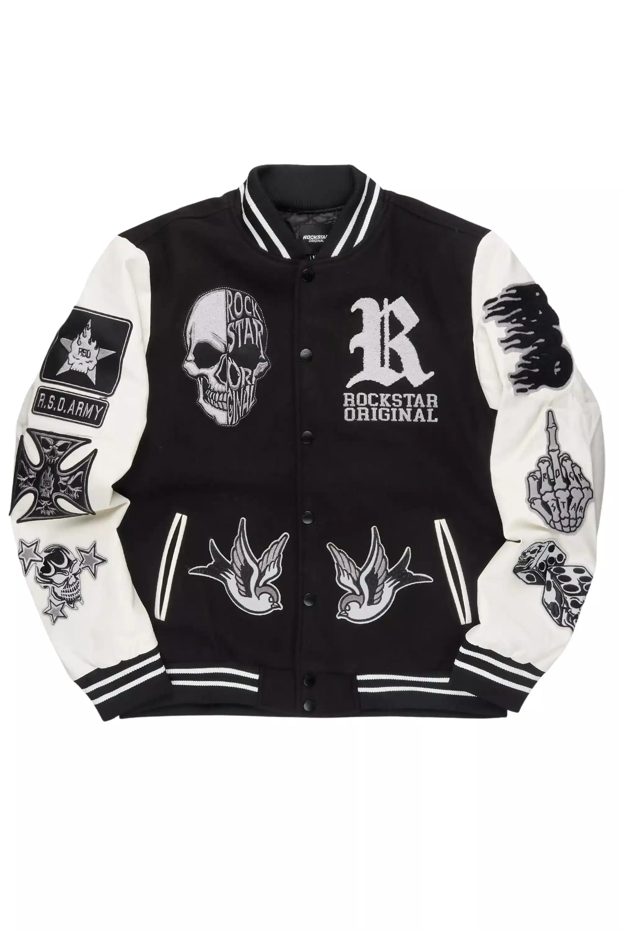 Vidar Black/White Varsity Jacket sold by Rockstar Original