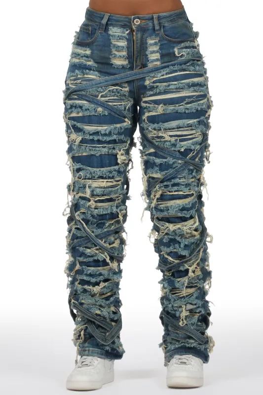 Kelia Med. Wash Distressed Jean sold by Rockstar Original