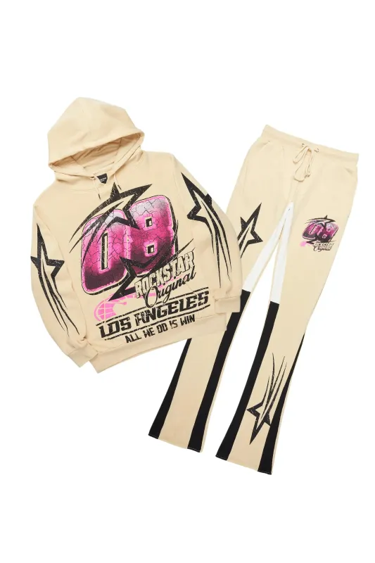 Kastell Beige Hoodie/Stack Flare Track Pant Set sold by Rockstar Original