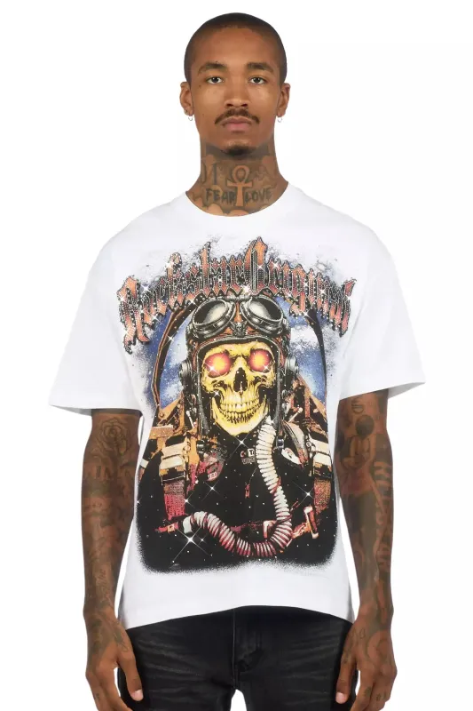 Airhart White Graphic Rhinestone T-Shirt sold by Rockstar Original