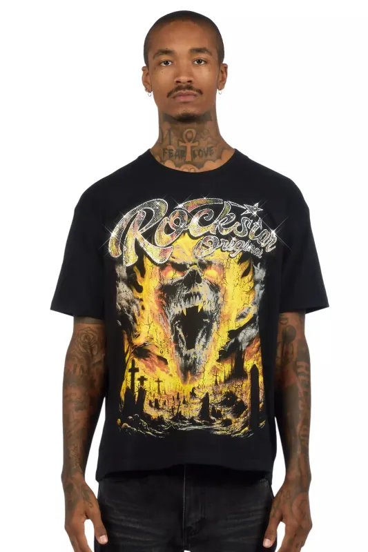 Brun Black Graphic Rhinestone T-Shirt sold by Rockstar Original