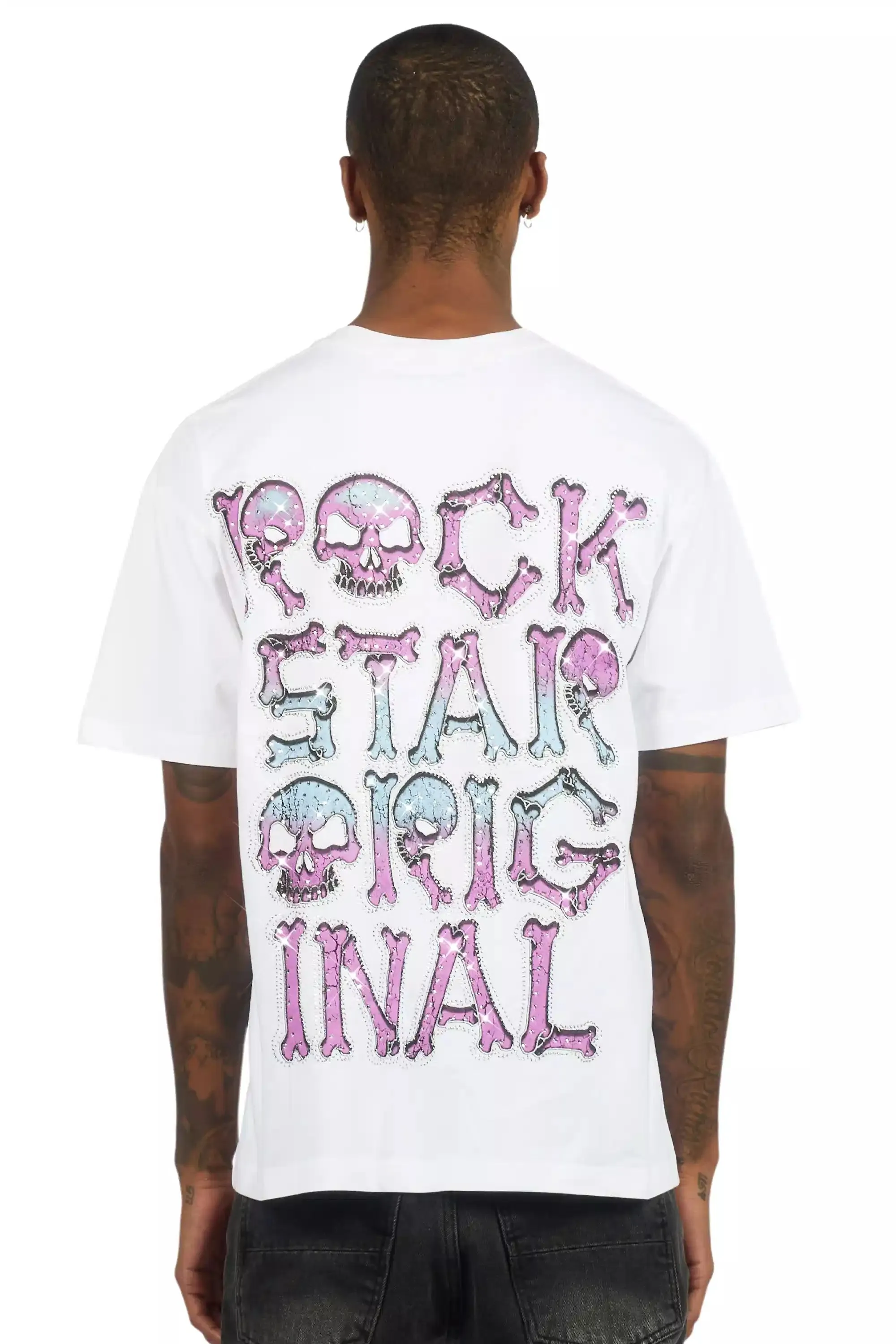 Reece White Graphic Rhinestone T-Shirt sold by Rockstar Original product image thumbnail 3