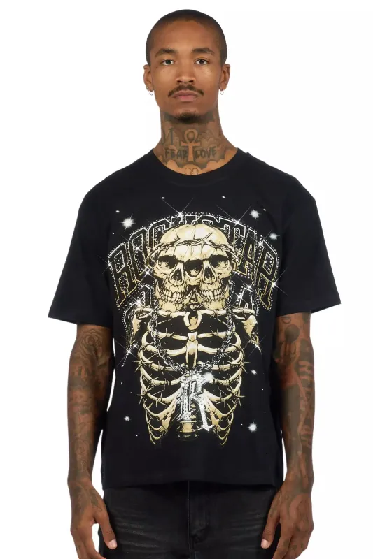 Krock Black Graphic Rhinestone T-Shirt sold by Rockstar Original
