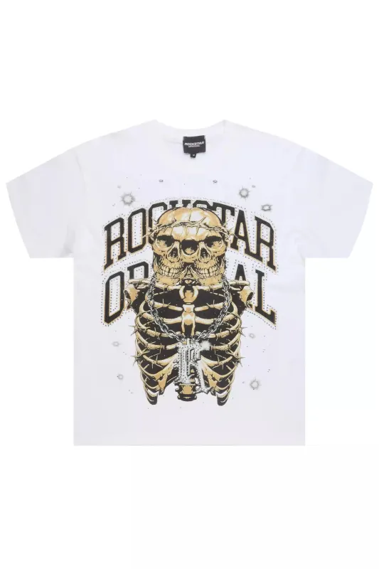 Krock White Graphic Rhinestone T-Shirt sold by Rockstar Original