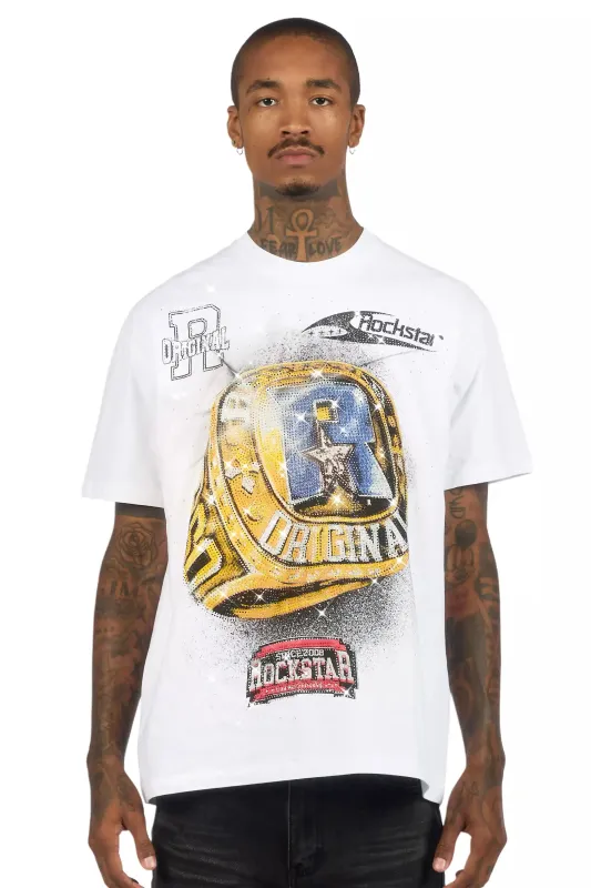 Champ White Graphic Rhinestone T-Shirt sold by Rockstar Original