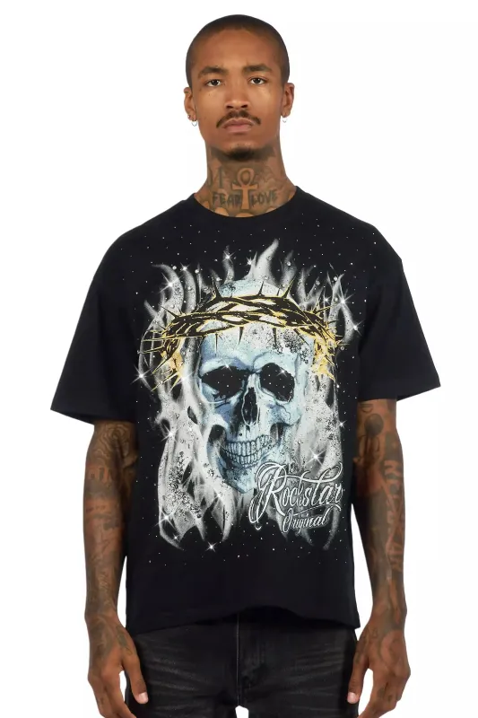 Blaise Black Graphic Rhinestone T-Shirt sold by Rockstar Original