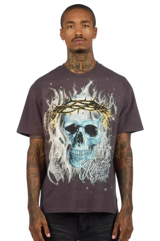 Blaise Grey Graphic Rhinestone T-Shirt made by Rockstar Original