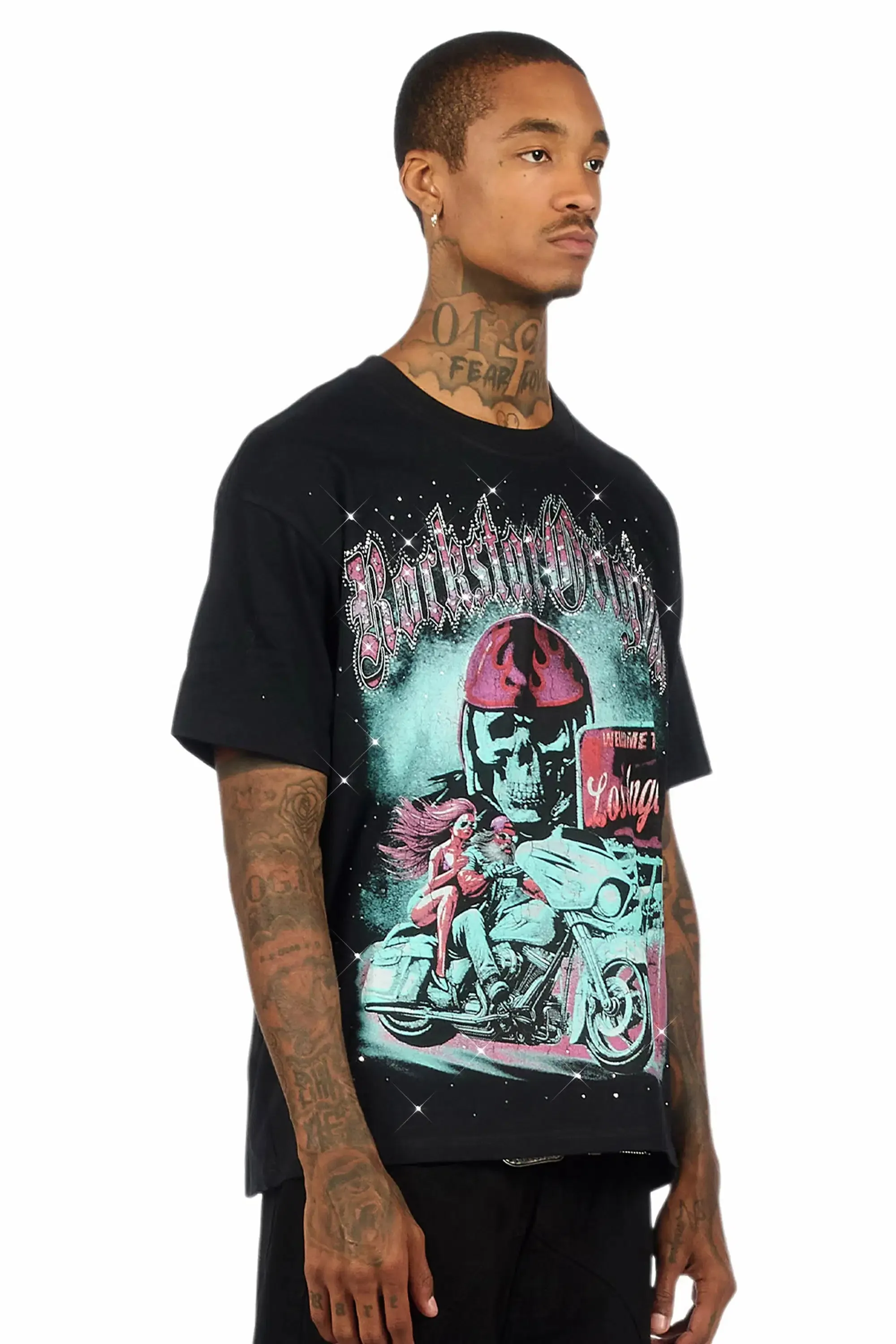 Reece Black Graphic Rhinestone T-Shirt sold by Rockstar Original product image thumbnail 3