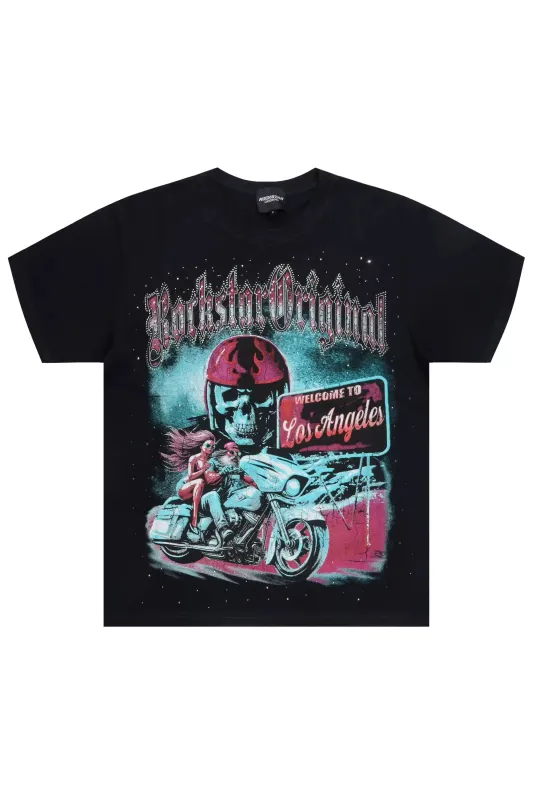 Reece Black Graphic Rhinestone T-Shirt sold by Rockstar Original