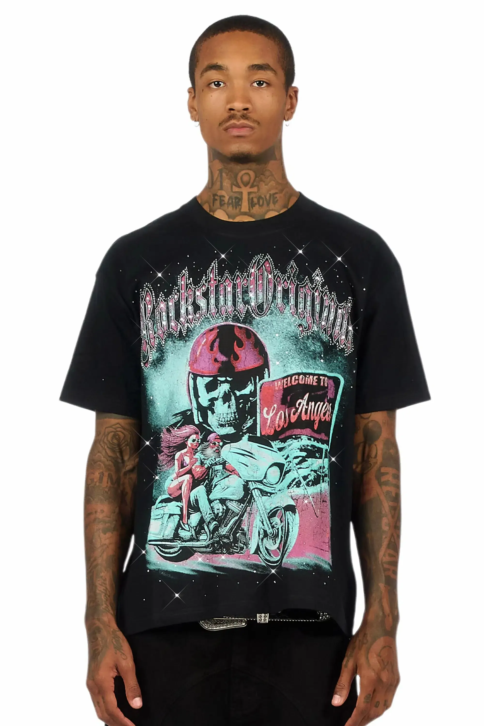 Reece Black Graphic Rhinestone T-Shirt sold by Rockstar Original product image thumbnail 2