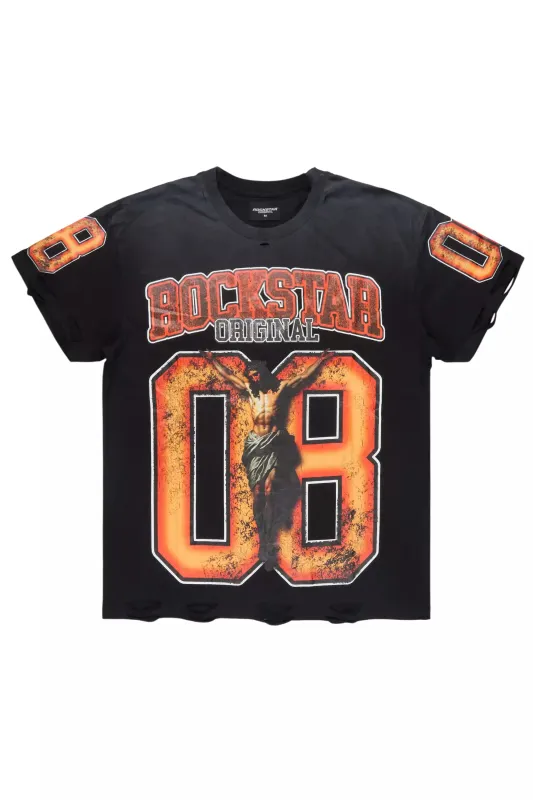 Fields Black/Orange Oversized Graphic T-Shirt sold by Rockstar Original