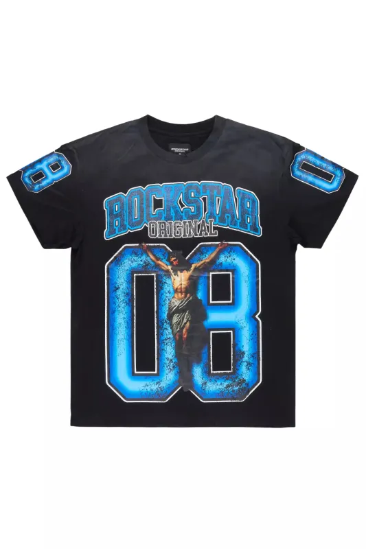 Fields Black/Blue Oversized Graphic T-Shirt sold by Rockstar Original