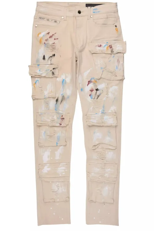 Orien Beige Painter Skinny Fit Jean sold by Rockstar Original