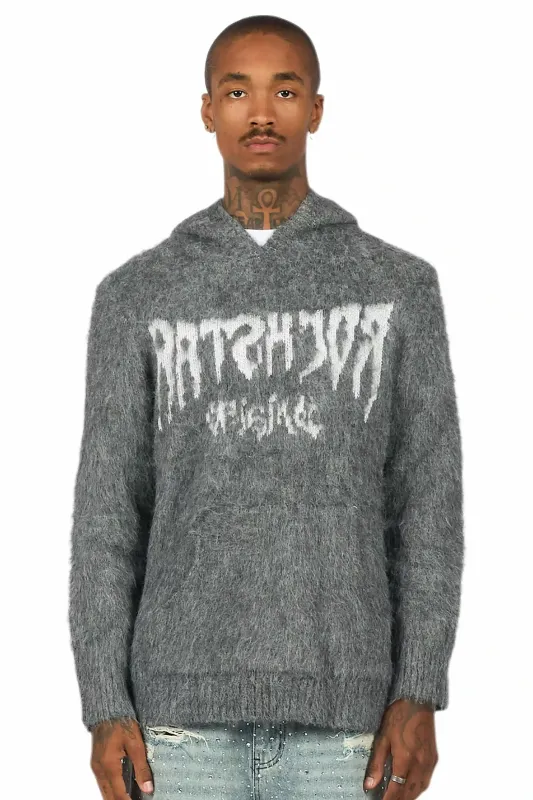 Andros Reflected Grey Graphic Knitted Mohair Hoodie sold by Rockstar Original