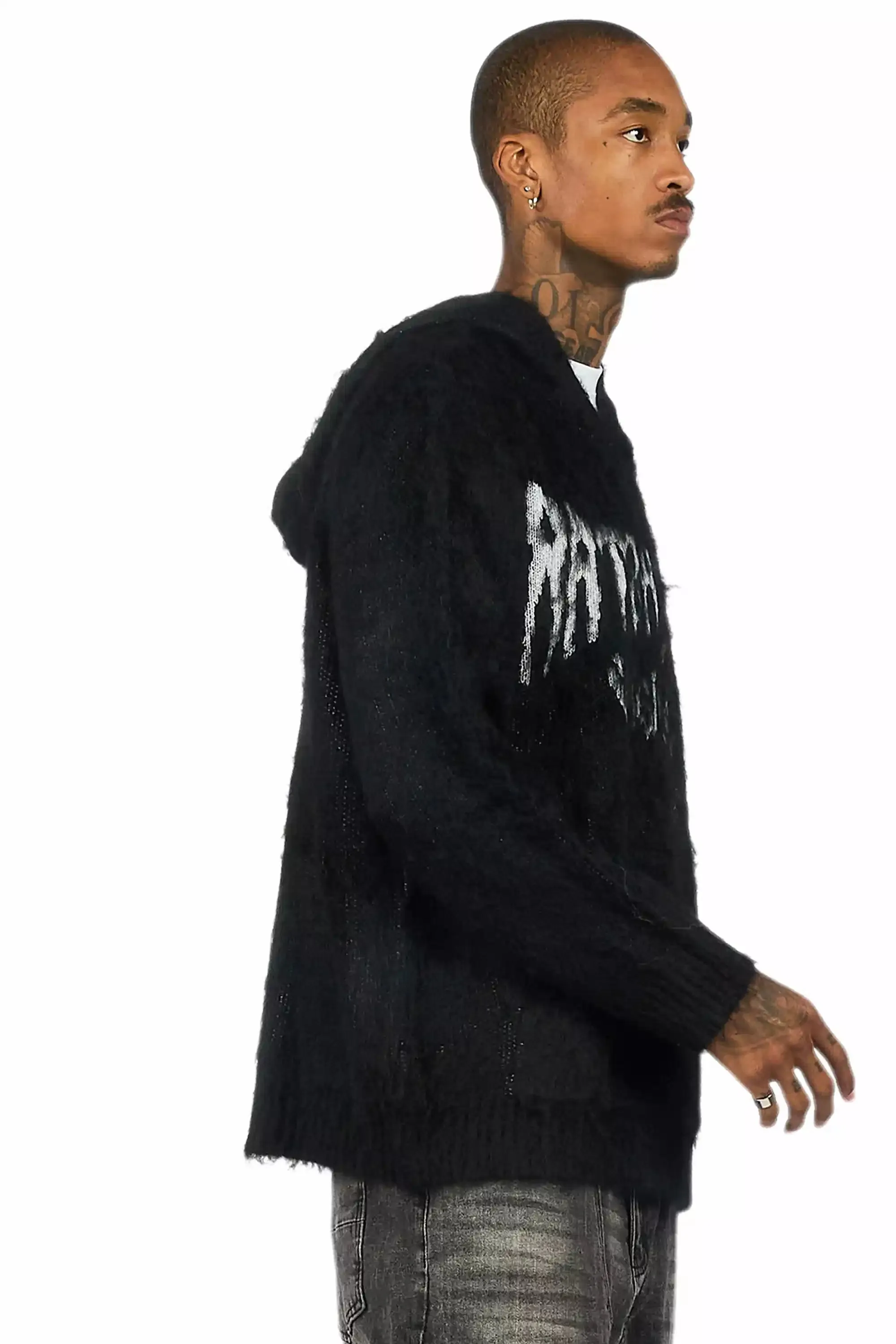 Andros Reflected Black Graphic Knitted Mohair Hoodie sold by Rockstar Original product image thumbnail 3