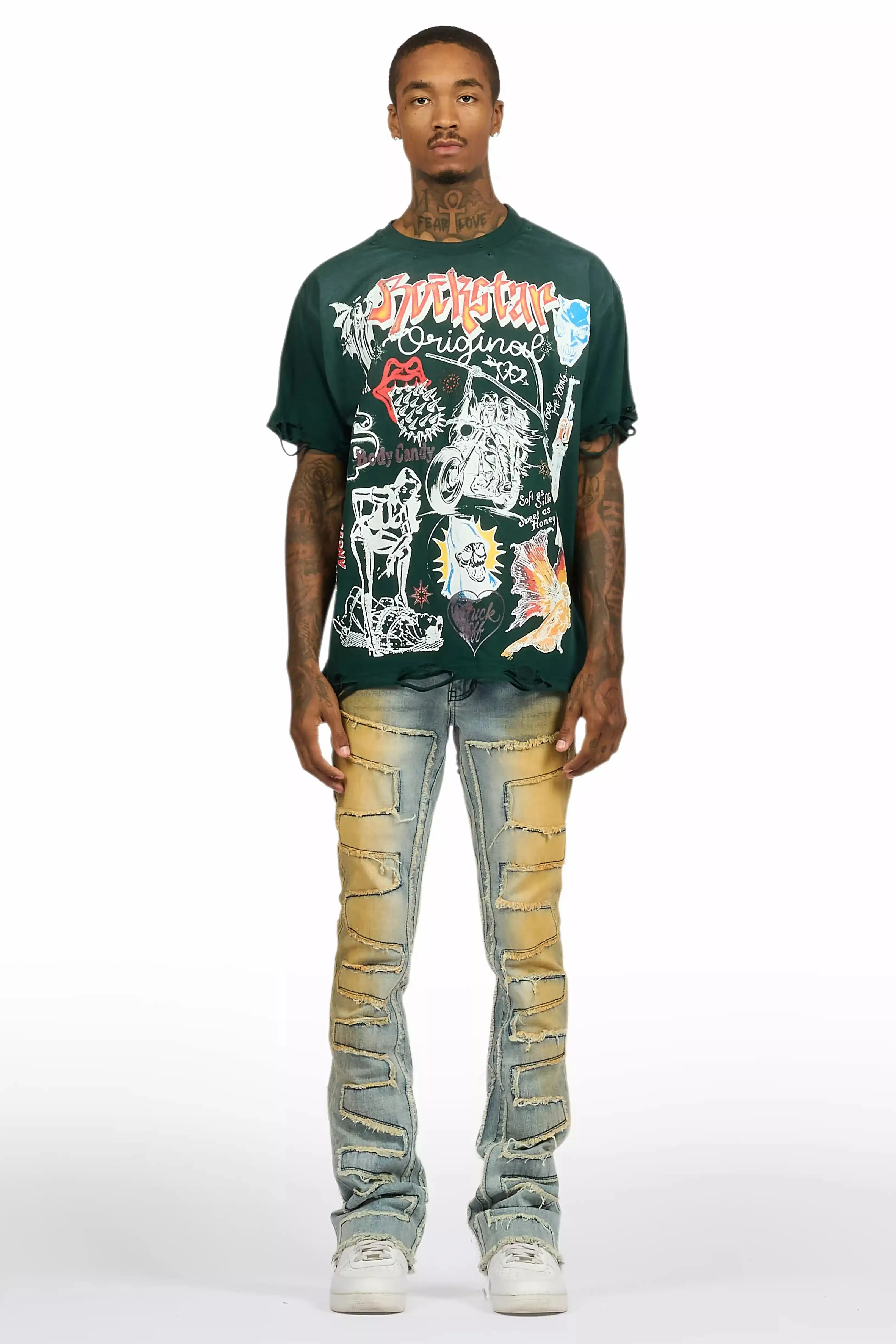 Shake Dirty Blue Stacked Flare Jean sold by Rockstar Original product image thumbnail 3