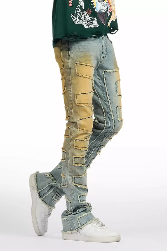 Shake Dirty Blue Stacked Flare Jean sold by Rockstar Original