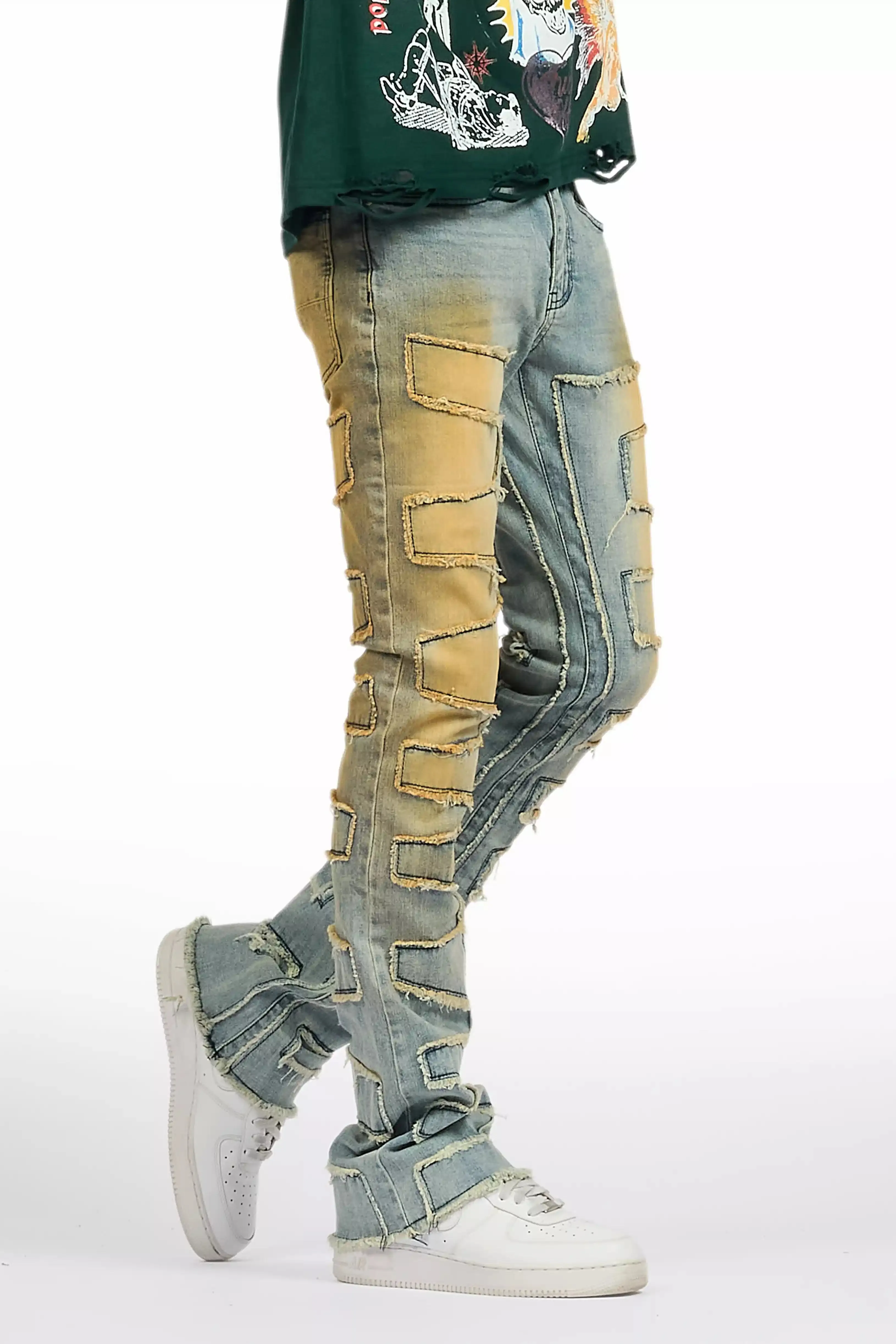 Shake Dirty Blue Stacked Flare Jean sold by Rockstar Original