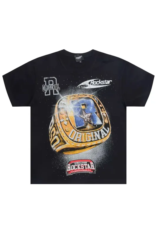 Kenyona Black Rhinestone Short Sleeve Tee sold by Rockstar Original