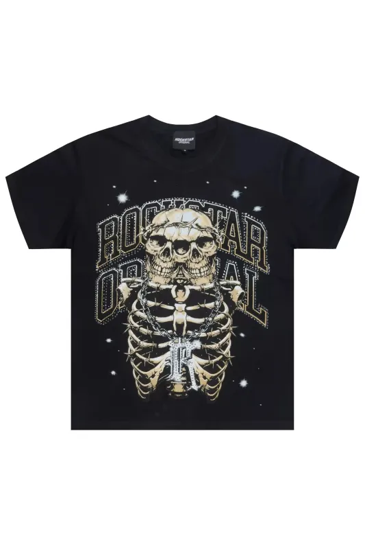 Iyonna Black Rhinestone Short Sleeve Tee sold by Rockstar Original