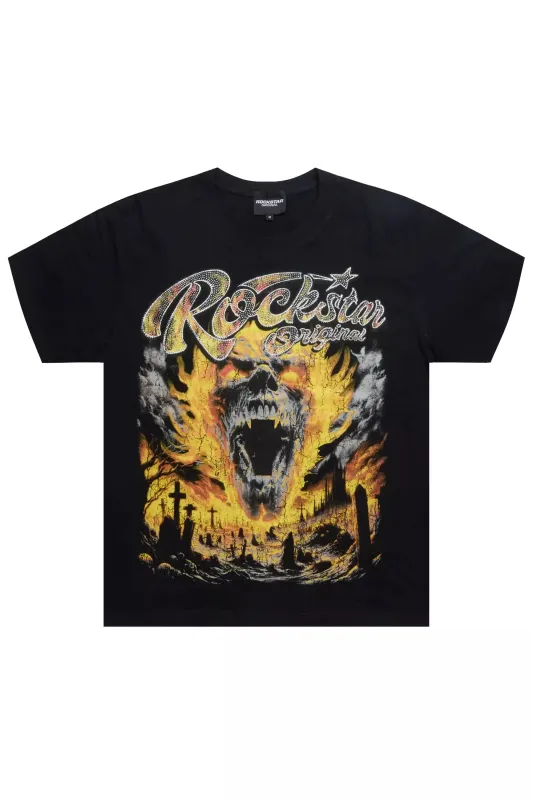 Gavonni Black Rhinestone Short Sleeve Tee sold by Rockstar Original