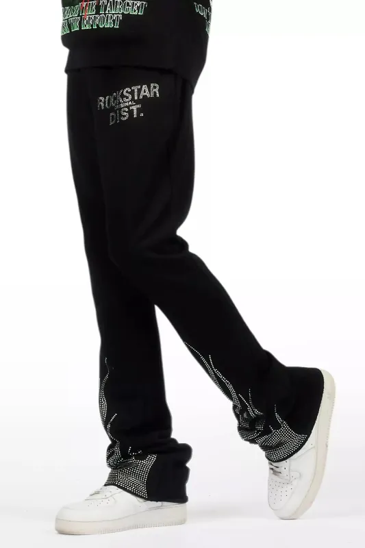 Pyrel Black/Silver Rhinestone Stacked Flare Pant sold by Rockstar Original