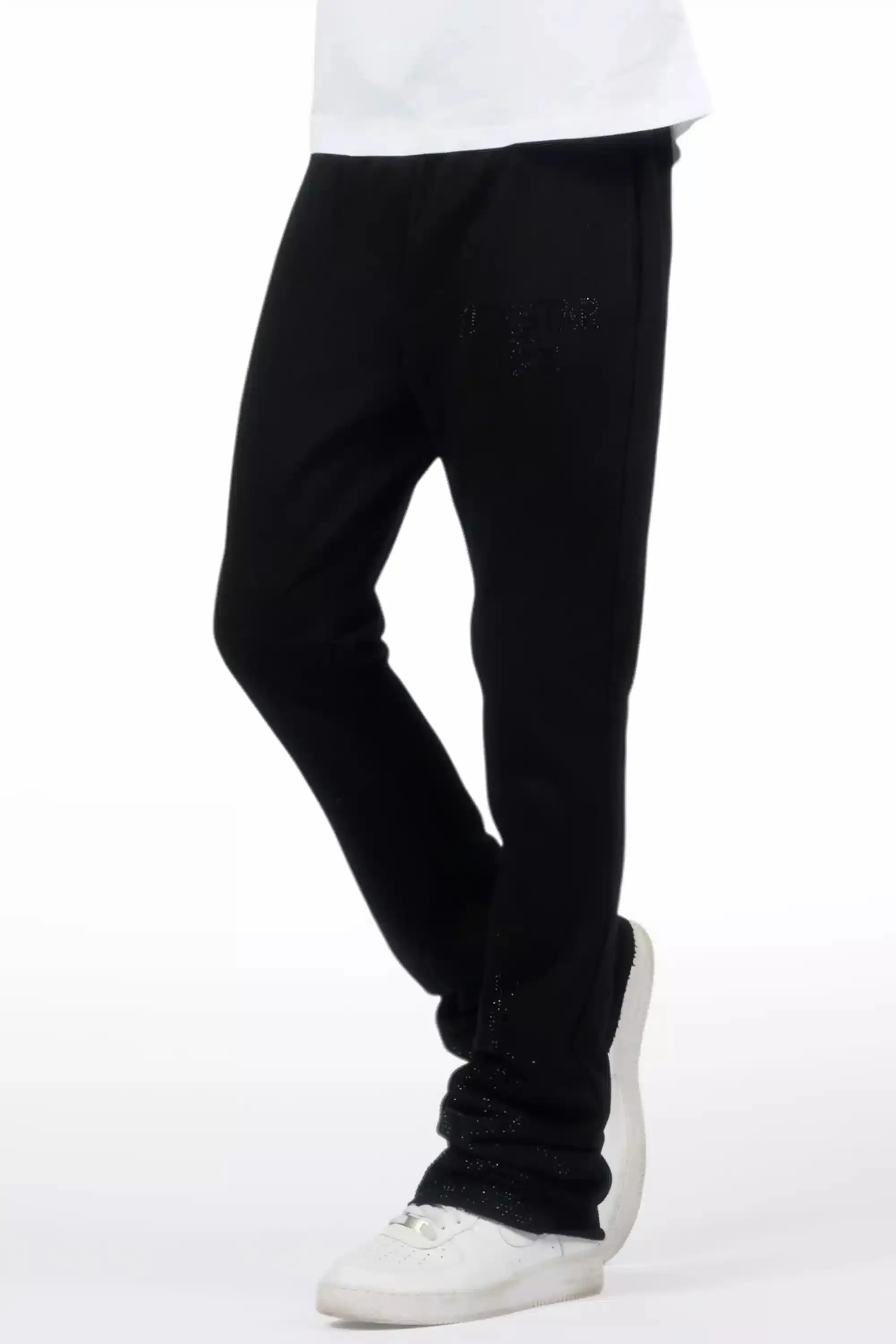 Pyrel Black/Black Rhinestone Stacked Flare Pant sold by Rockstar Original